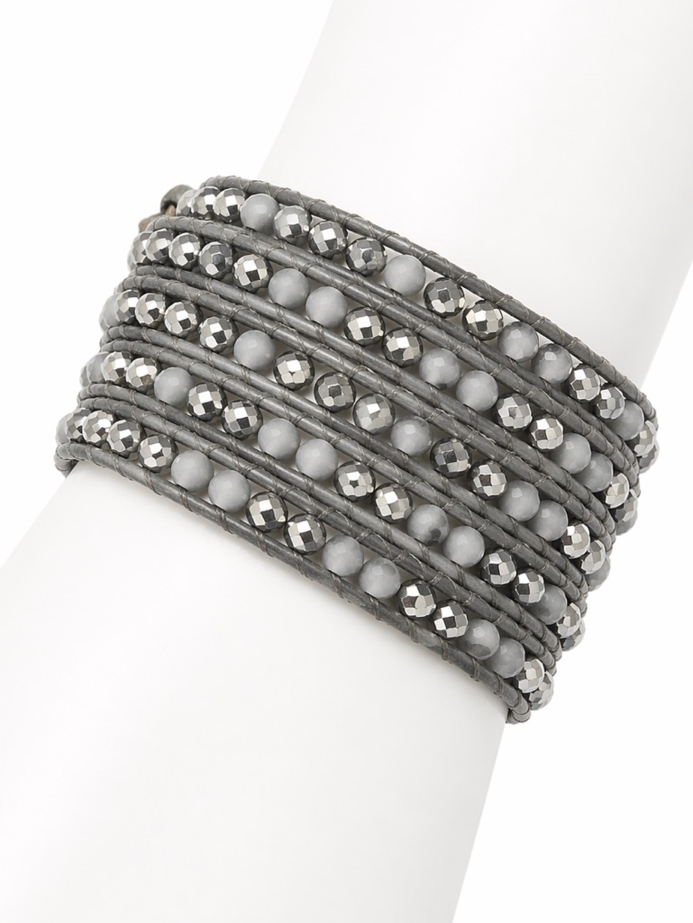 Victoria Emerson Gray Beaded Wrap Bracelet with Sparkle Accents - Picture 1 of 7